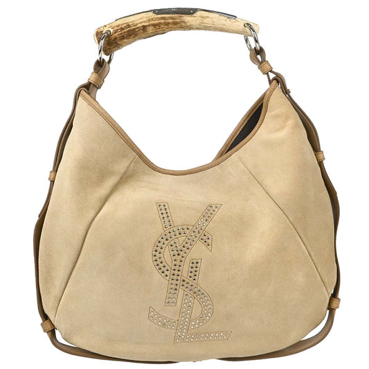 Yves Saint Laurent Beige Suede Medium Mombasa Handbag