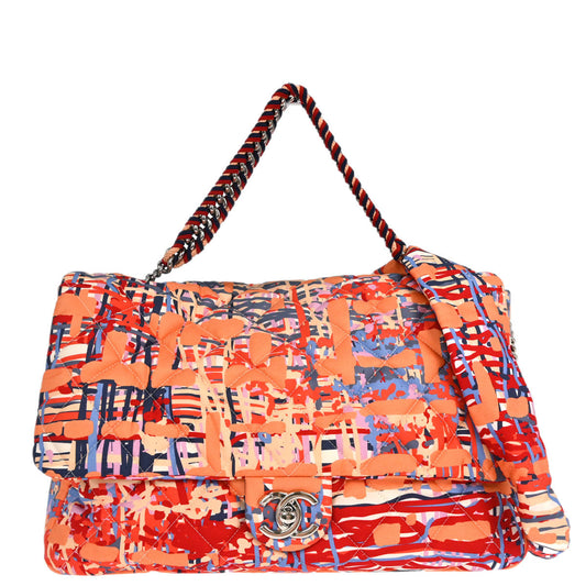 Chanel 2018 Orange Nylon Foulard Flap 2way Shoulder Handbag