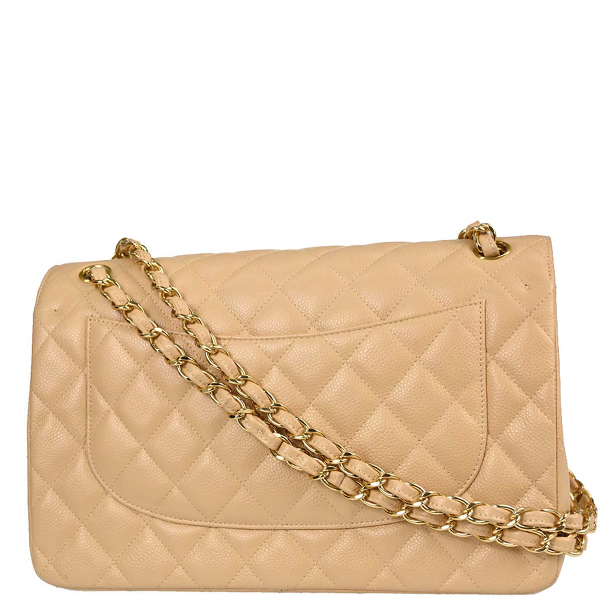 Chanel Beige Caviar Skin Jumbo Classic Double Flap Shoulder Bag
