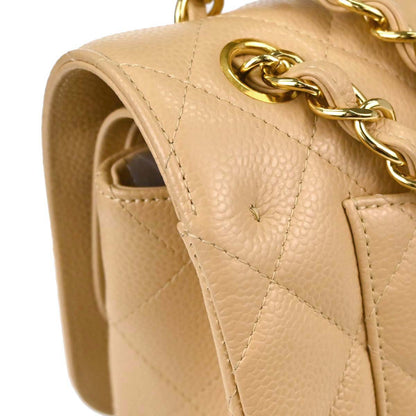 Chanel Beige Caviar Skin Jumbo Classic Double Flap Shoulder Bag