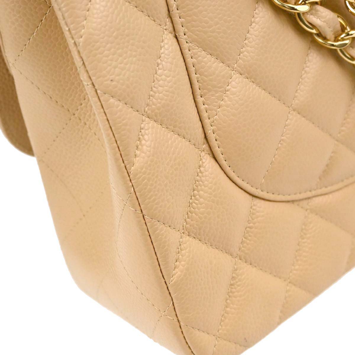 Chanel Beige Caviar Skin Jumbo Classic Double Flap Shoulder Bag