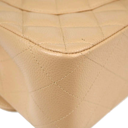 Chanel Beige Caviar Skin Jumbo Classic Double Flap Shoulder Bag