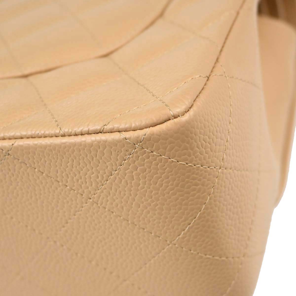 Chanel Beige Caviar Skin Jumbo Classic Double Flap Shoulder Bag