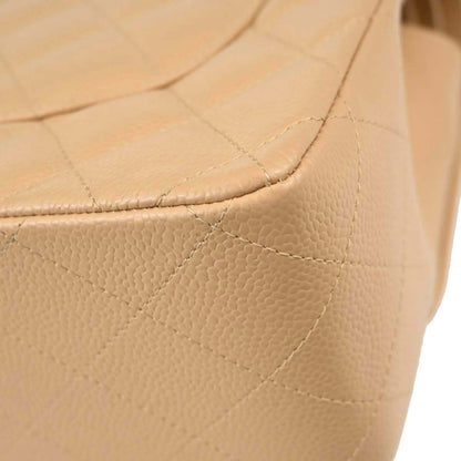 Chanel Beige Caviar Skin Jumbo Classic Double Flap Shoulder Bag
