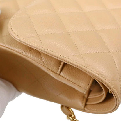 Chanel Beige Caviar Skin Jumbo Classic Double Flap Shoulder Bag