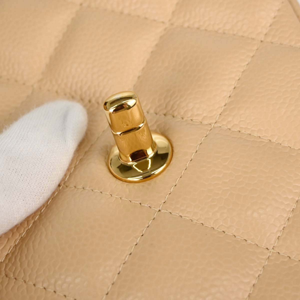 Chanel Beige Caviar Skin Jumbo Classic Double Flap Shoulder Bag