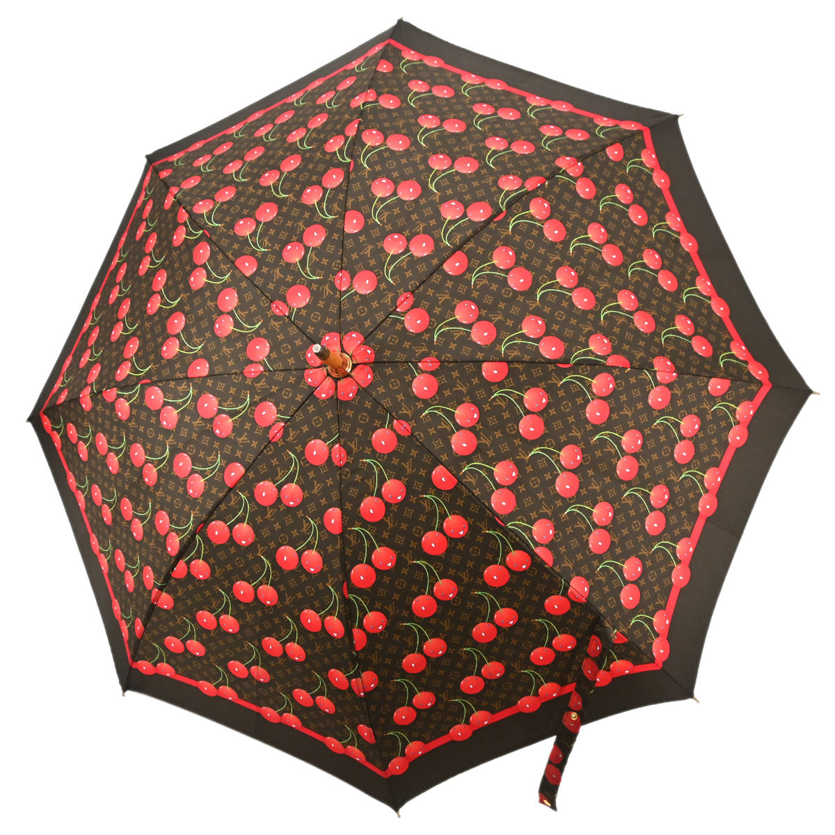 Louis Vuitton Brown Monogram Cherry Parapluie Umbrella M70125 Small Good
