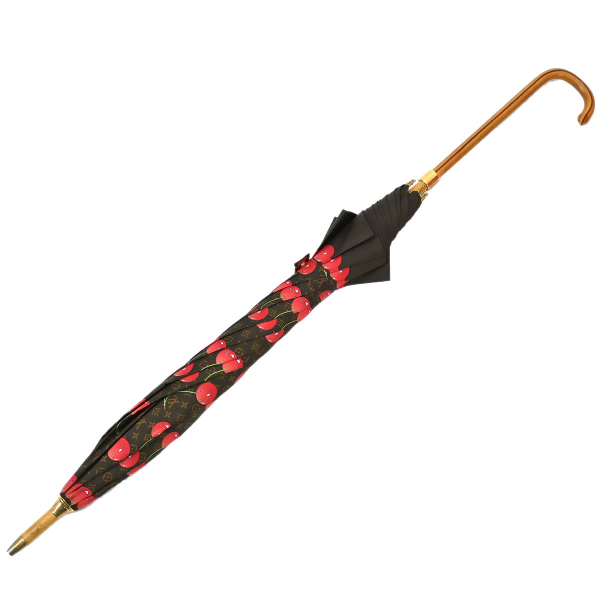 Louis Vuitton Brown Monogram Cherry Parapluie Umbrella M70125 Small Good