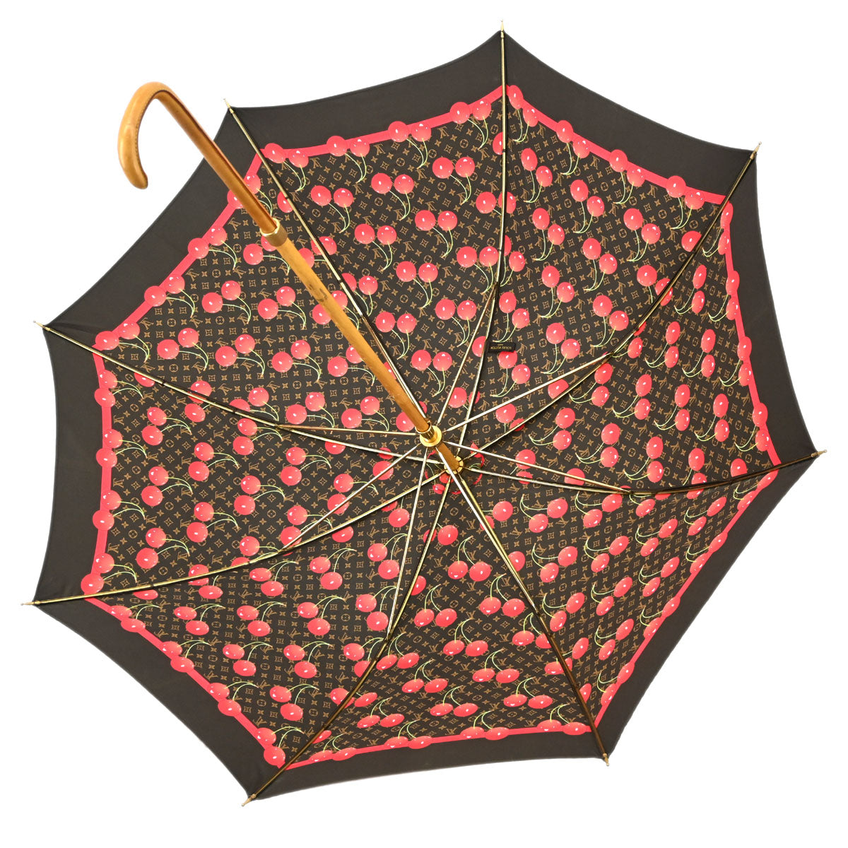 Louis Vuitton Brown Monogram Cherry Parapluie Umbrella M70125 Small Good
