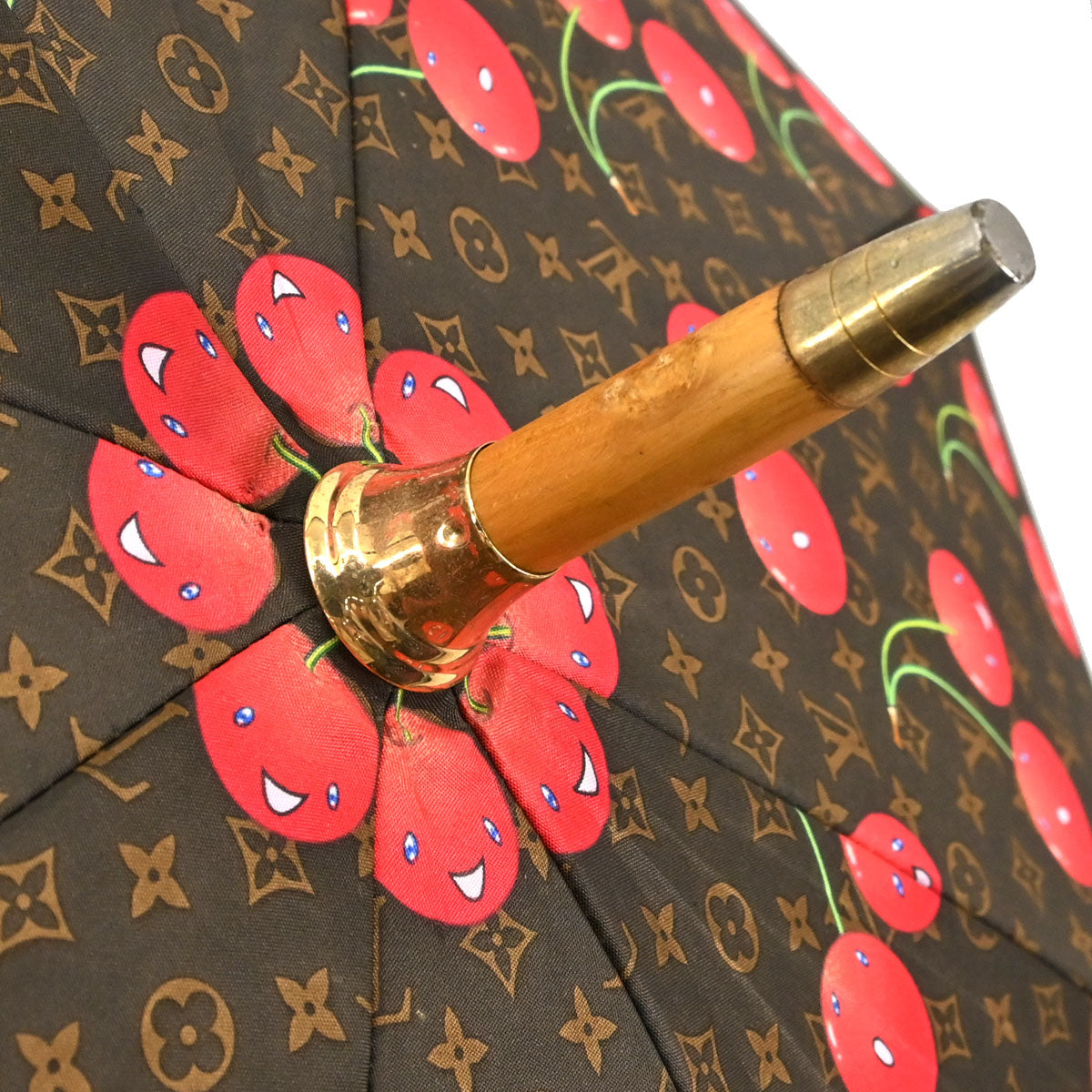 Louis Vuitton Brown Monogram Cherry Parapluie Umbrella M70125 Small Good