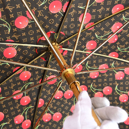 Louis Vuitton Brown Monogram Cherry Parapluie Umbrella M70125 Small Good
