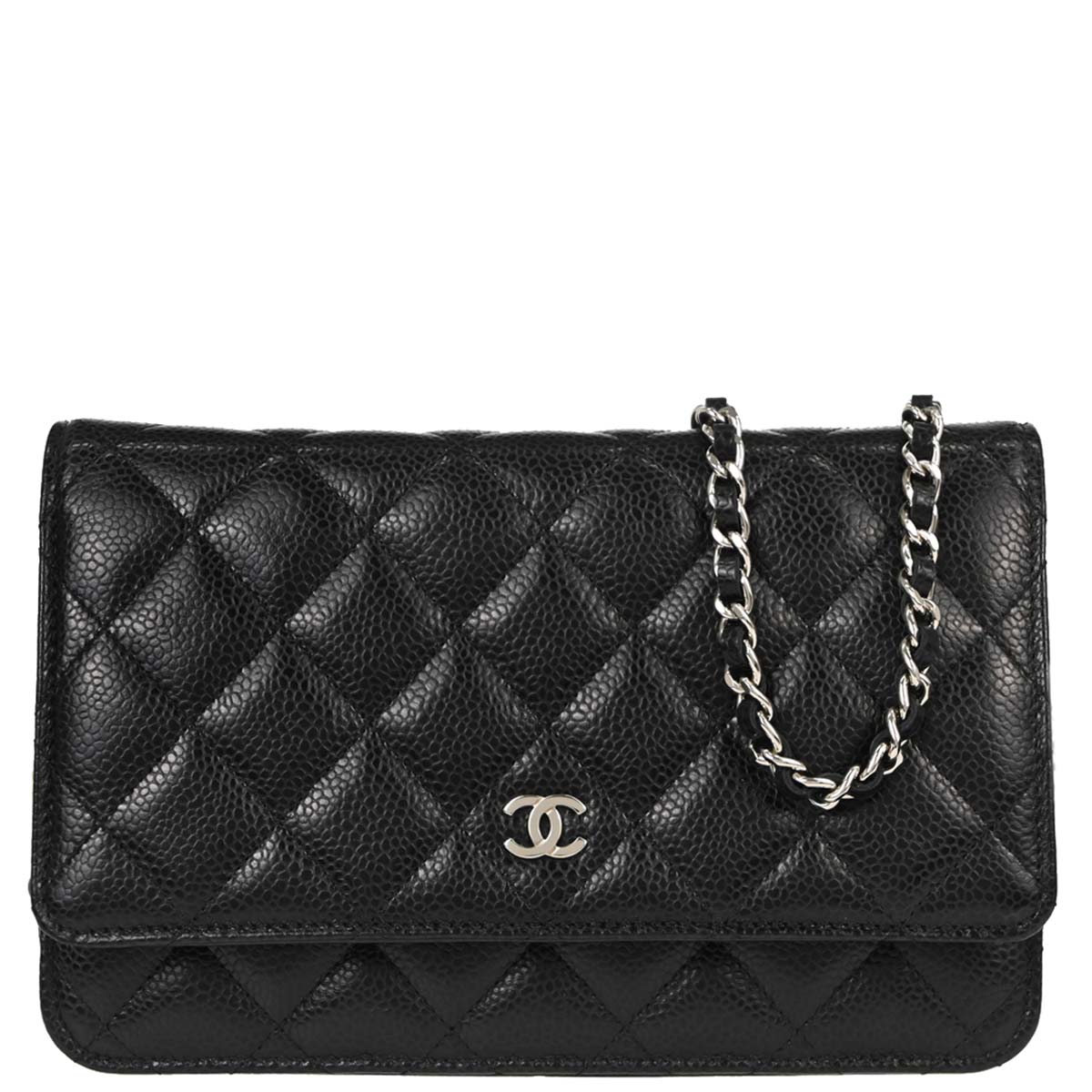 Chanel Black Caviar Skin Classic WOC Wallet on Chain Shoulder Bag