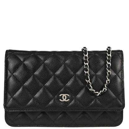Chanel Black Caviar Skin Classic WOC Wallet on Chain Shoulder Bag