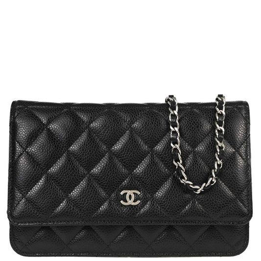 Chanel Black Caviar Skin Classic WOC Wallet on Chain Shoulder Bag