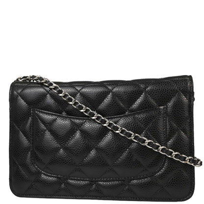 Chanel Black Caviar Skin Classic WOC Wallet on Chain Shoulder Bag