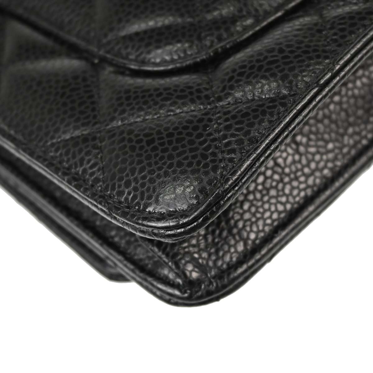 Chanel Black Caviar Skin Classic WOC Wallet on Chain Shoulder Bag