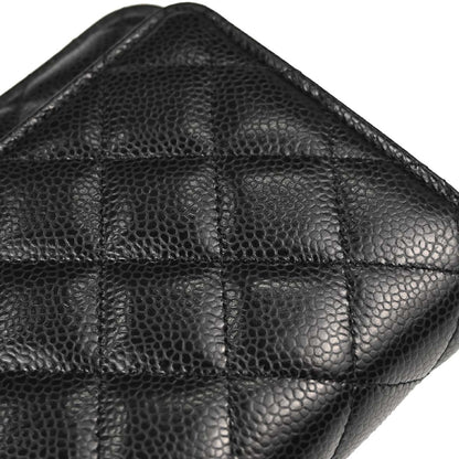 Chanel Black Caviar Skin Classic WOC Wallet on Chain Shoulder Bag