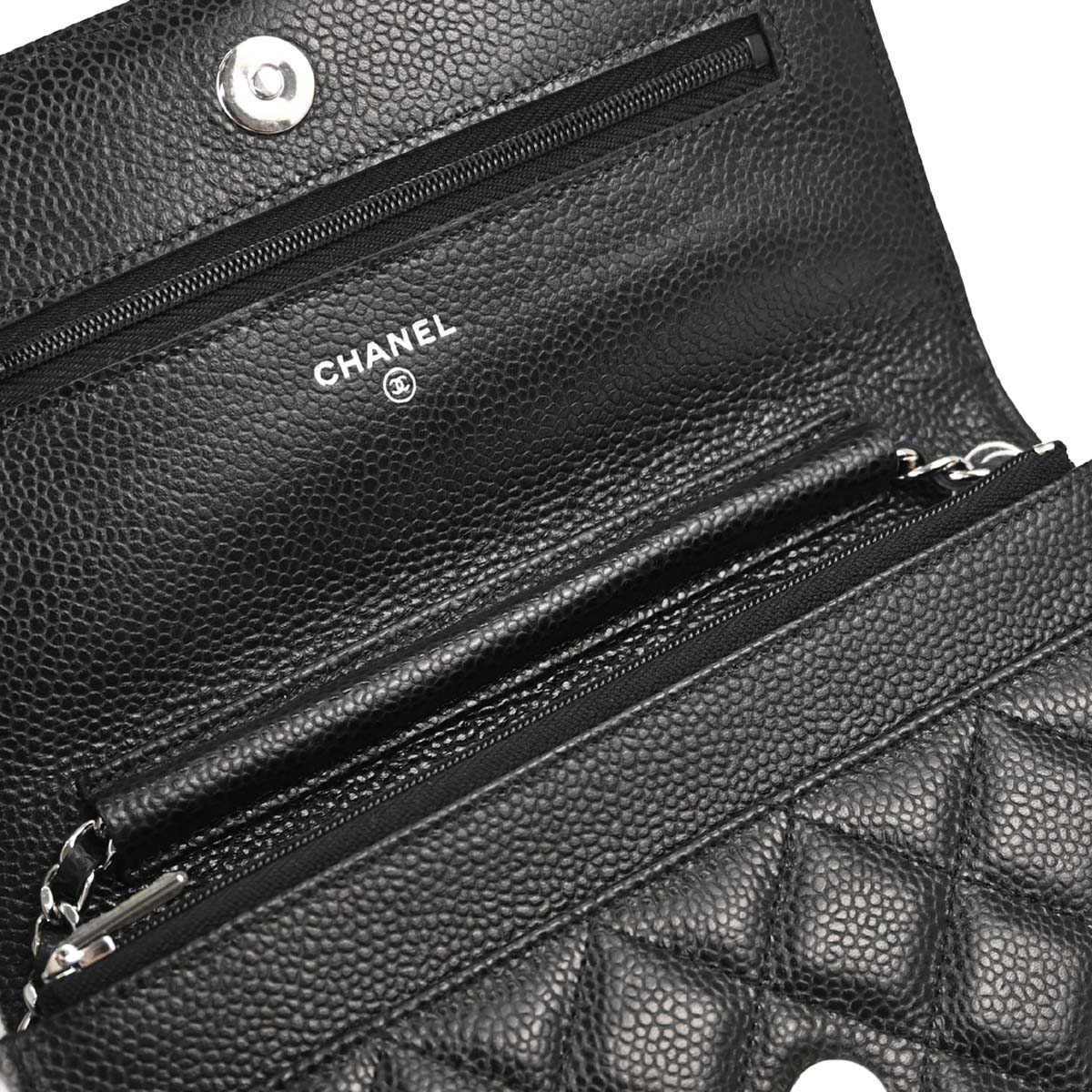 Chanel Black Caviar Skin Classic WOC Wallet on Chain Shoulder Bag