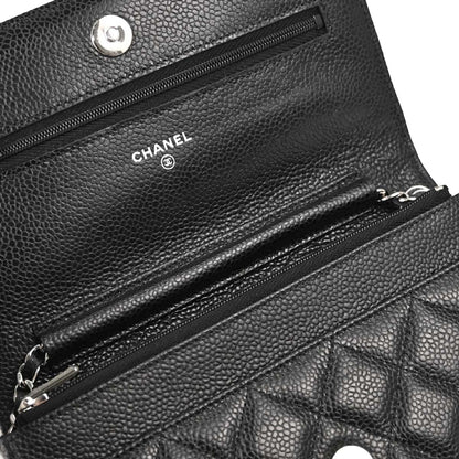 Chanel Black Caviar Skin Classic WOC Wallet on Chain Shoulder Bag