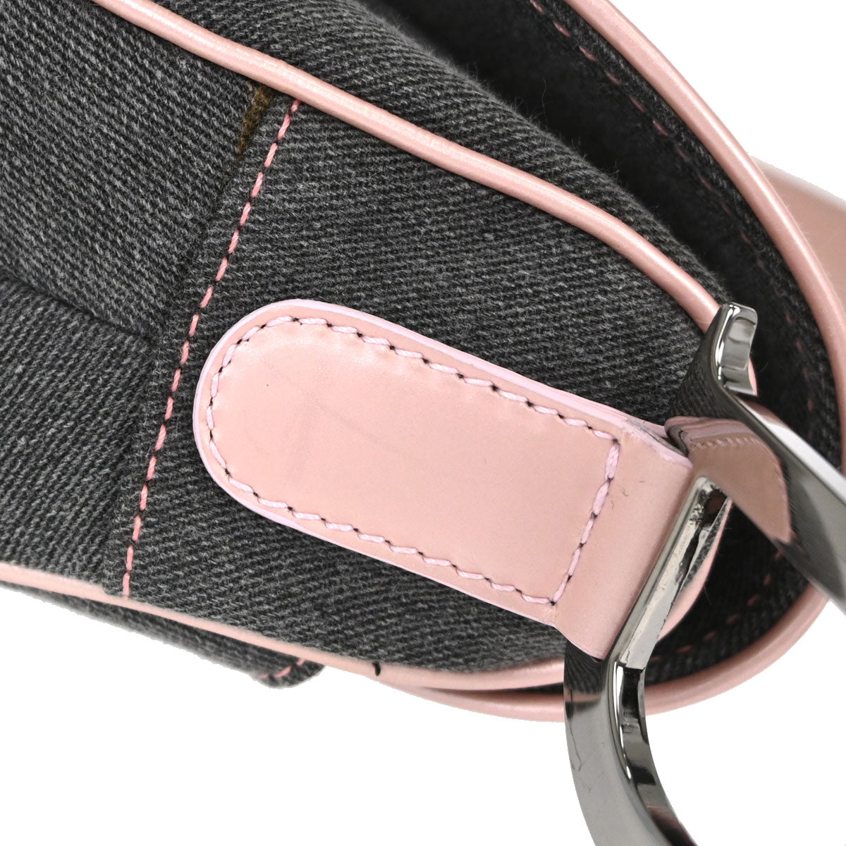 Christian Dior Gray Pink Denim Saddle Handbag