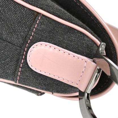 Christian Dior Gray Pink Denim Saddle Handbag