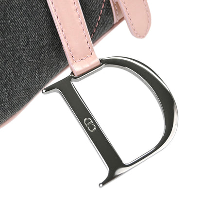 Christian Dior Gray Pink Denim Saddle Handbag