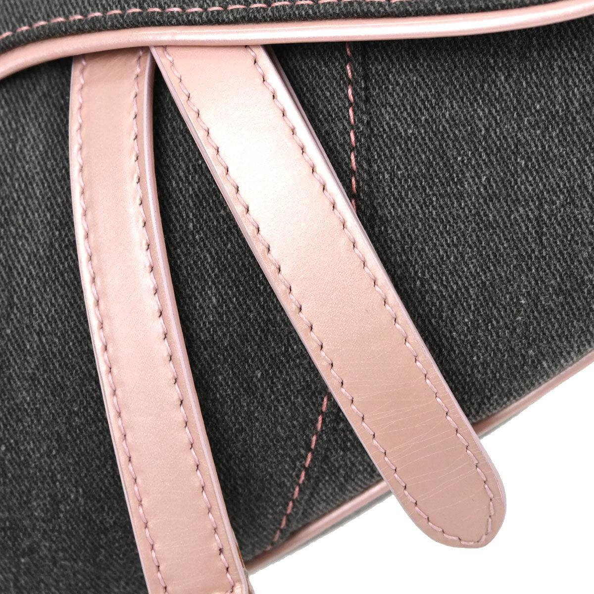 Christian Dior Gray Pink Denim Saddle Handbag