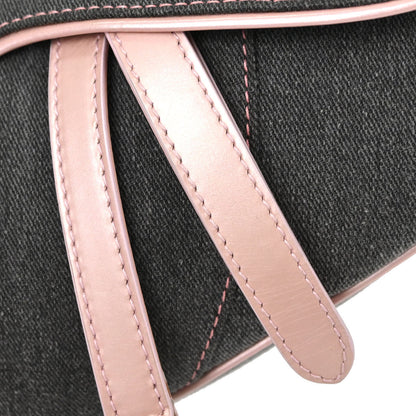 Christian Dior Gray Pink Denim Saddle Handbag