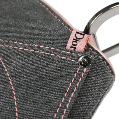 Christian Dior Gray Pink Denim Saddle Handbag