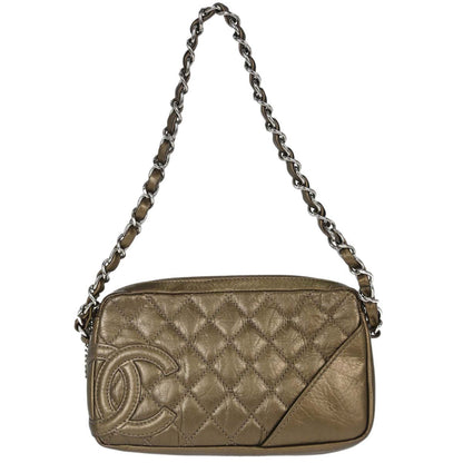 Chanel Metallic Bronze Calfskin Cotton Club Cambon Ligne Handbag