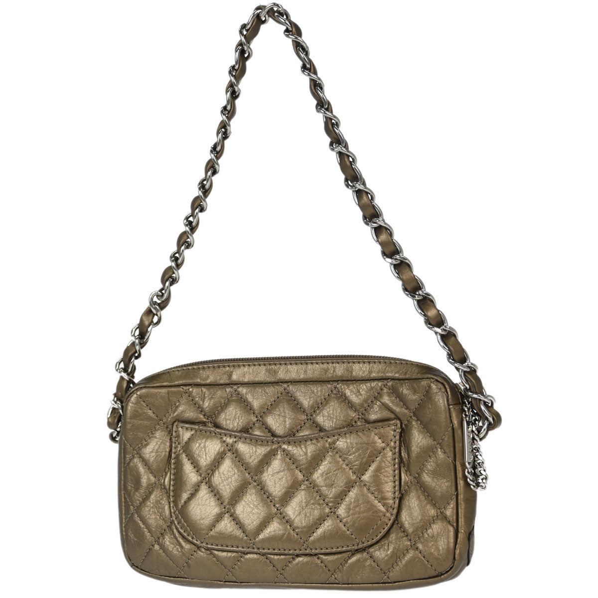 Chanel Metallic Bronze Calfskin Cotton Club Cambon Ligne Handbag
