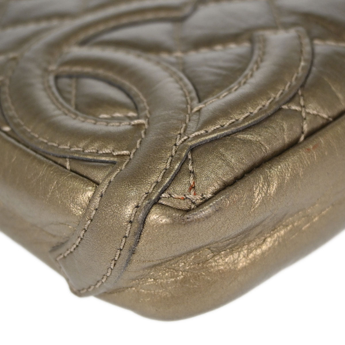Chanel Metallic Bronze Calfskin Cotton Club Cambon Ligne Handbag