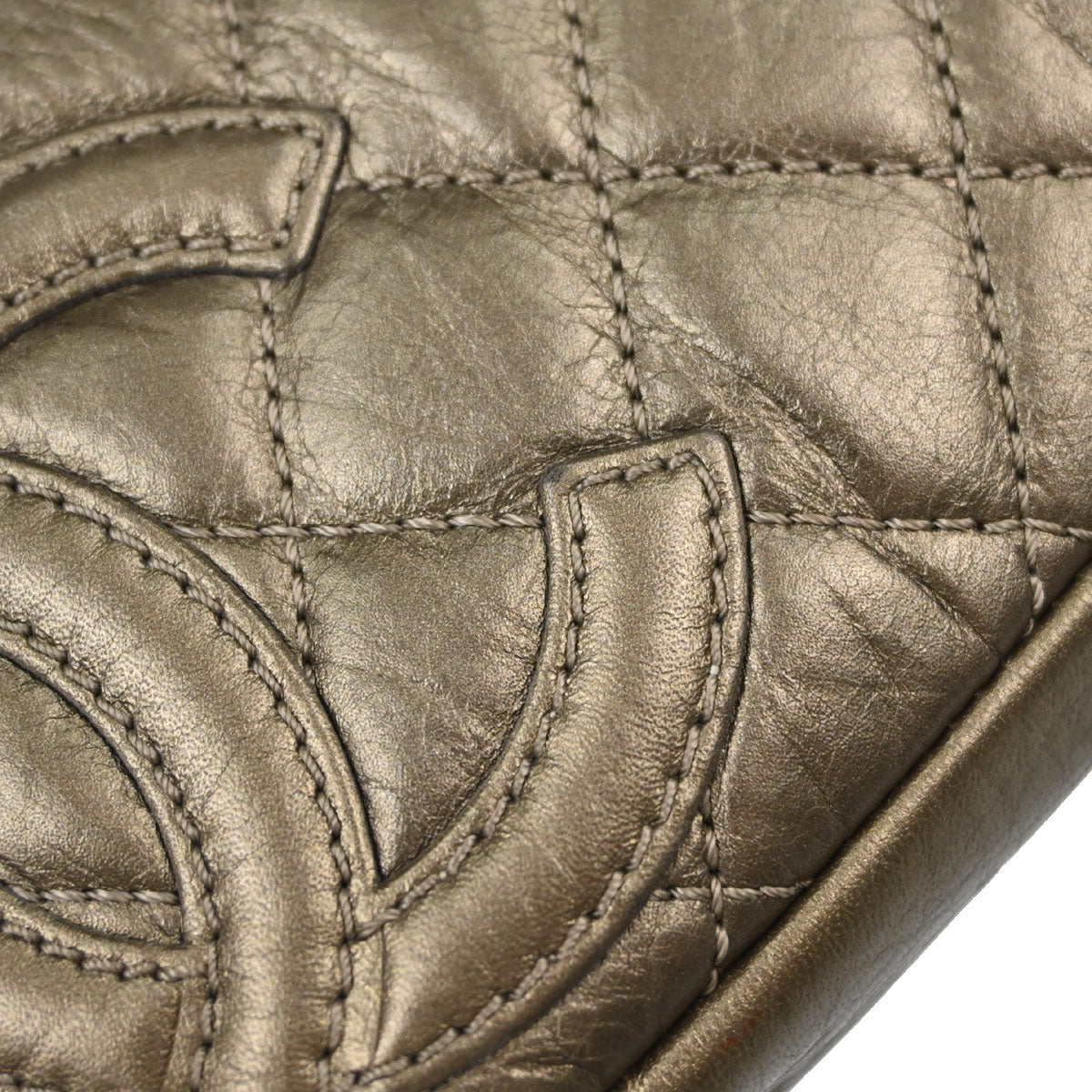 Chanel Metallic Bronze Calfskin Cotton Club Cambon Ligne Handbag