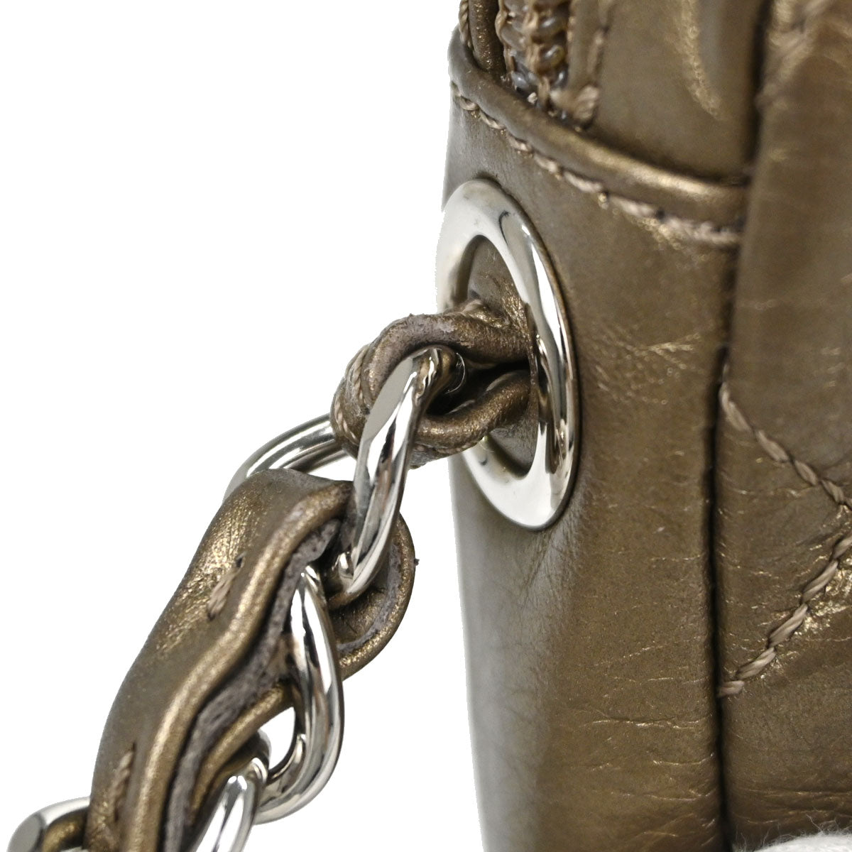 Chanel Metallic Bronze Calfskin Cotton Club Cambon Ligne Handbag