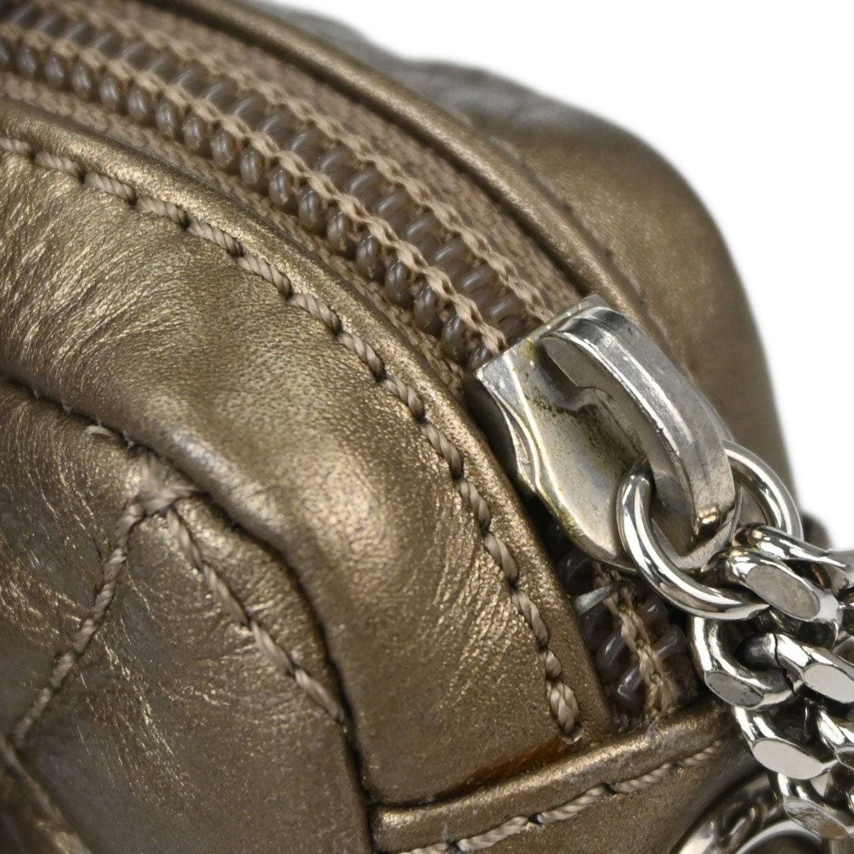 Chanel Metallic Bronze Calfskin Cotton Club Cambon Ligne Handbag