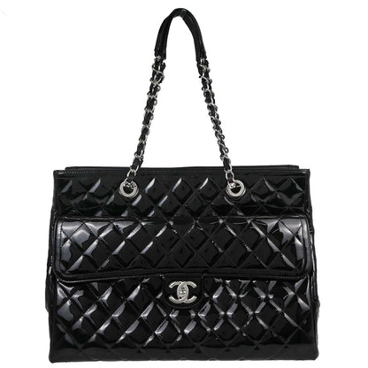 Chanel Black Patent Leather Tote Handbag
