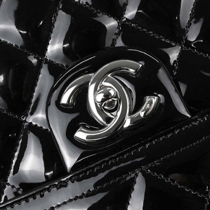 Chanel Black Patent Leather Tote Handbag