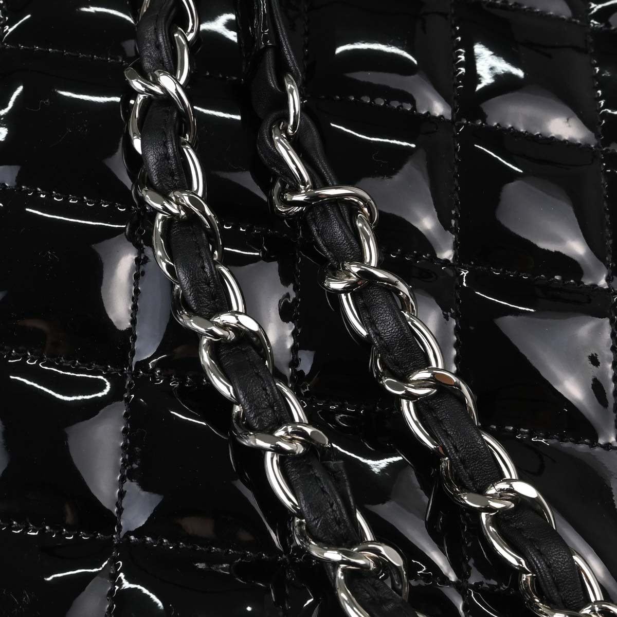 Chanel Black Patent Leather Tote Handbag