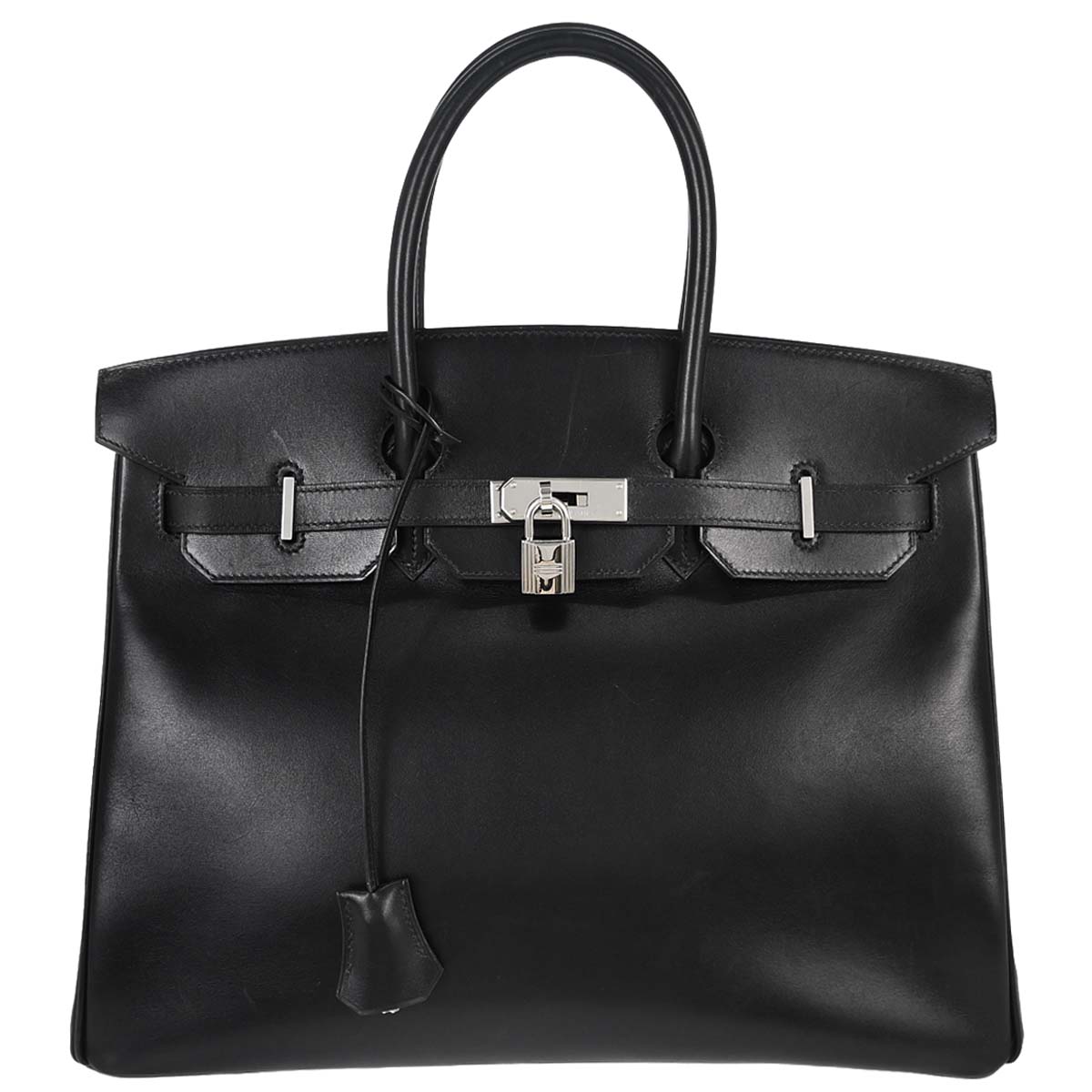 Hermes Black Box Calf Birkin 35 Handbag