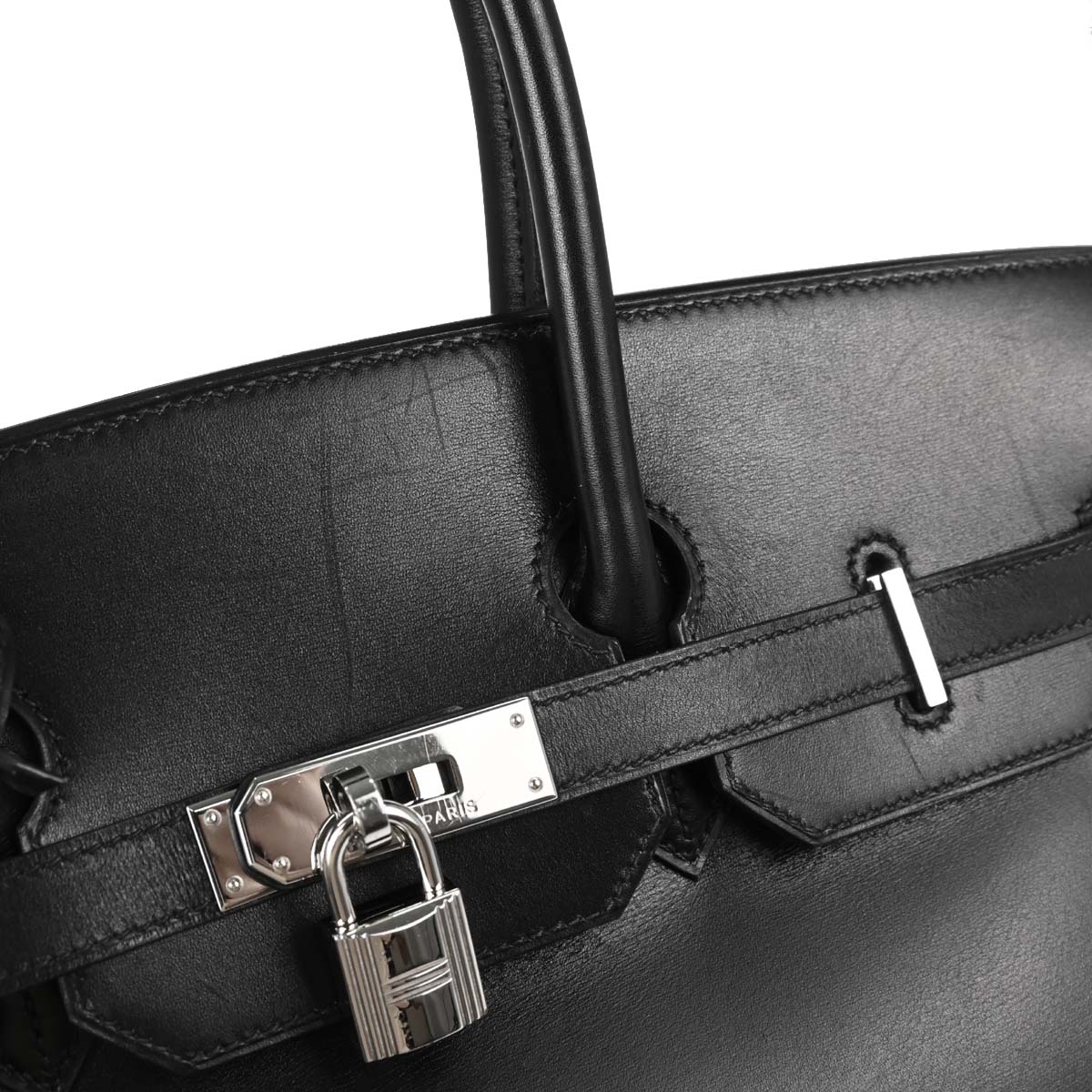 Hermes Black Box Calf Birkin 35 Handbag