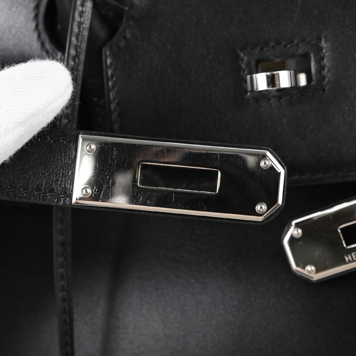 Hermes Black Box Calf Birkin 35 Handbag