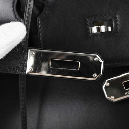 Hermes Black Box Calf Birkin 35 Handbag