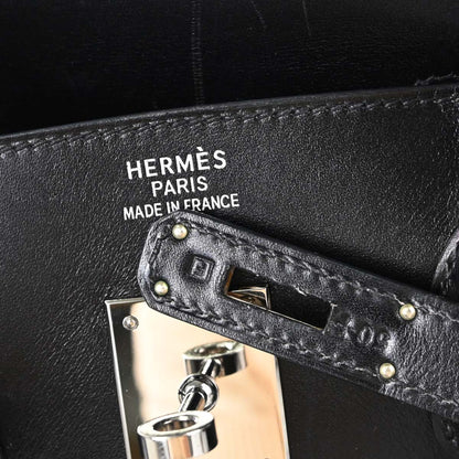 Hermes Black Box Calf Birkin 35 Handbag