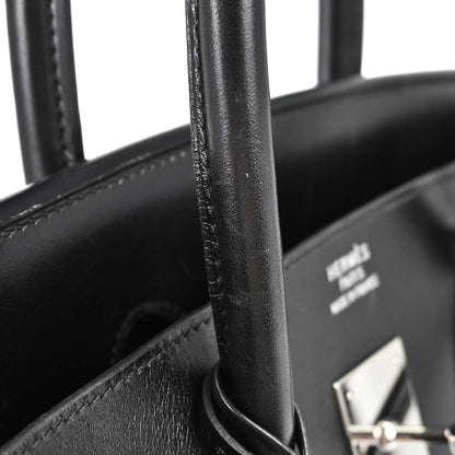 Hermes Black Box Calf Birkin 35 Handbag