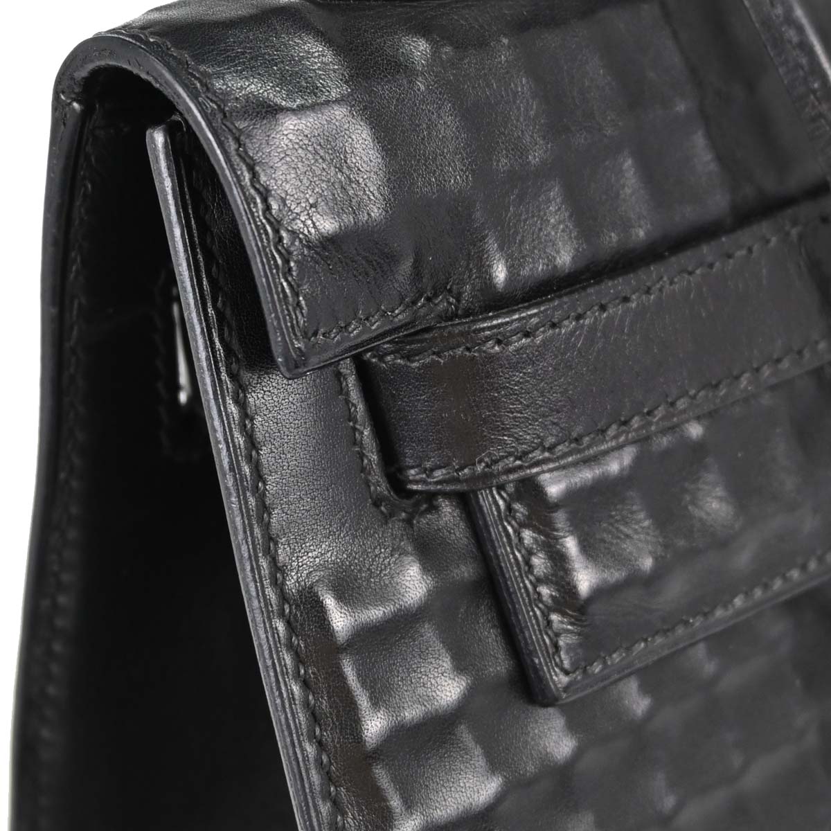 Hermes Black Deutch Waffle Kelly 32 Sellier 2way Shoulder Handbag