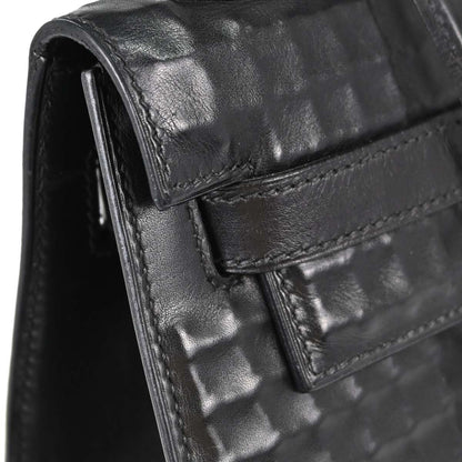 Hermes Black Deutch Waffle Kelly 32 Sellier 2way Shoulder Handbag