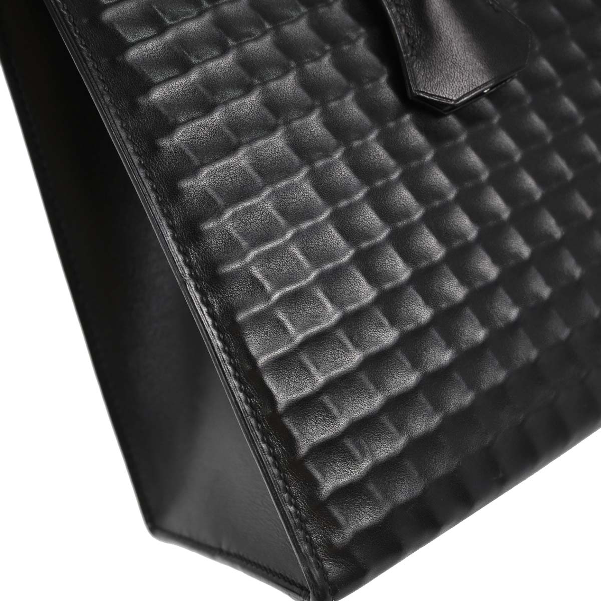 Hermes Black Deutch Waffle Kelly 32 Sellier 2way Shoulder Handbag