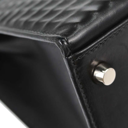Hermes Black Deutch Waffle Kelly 32 Sellier 2way Shoulder Handbag