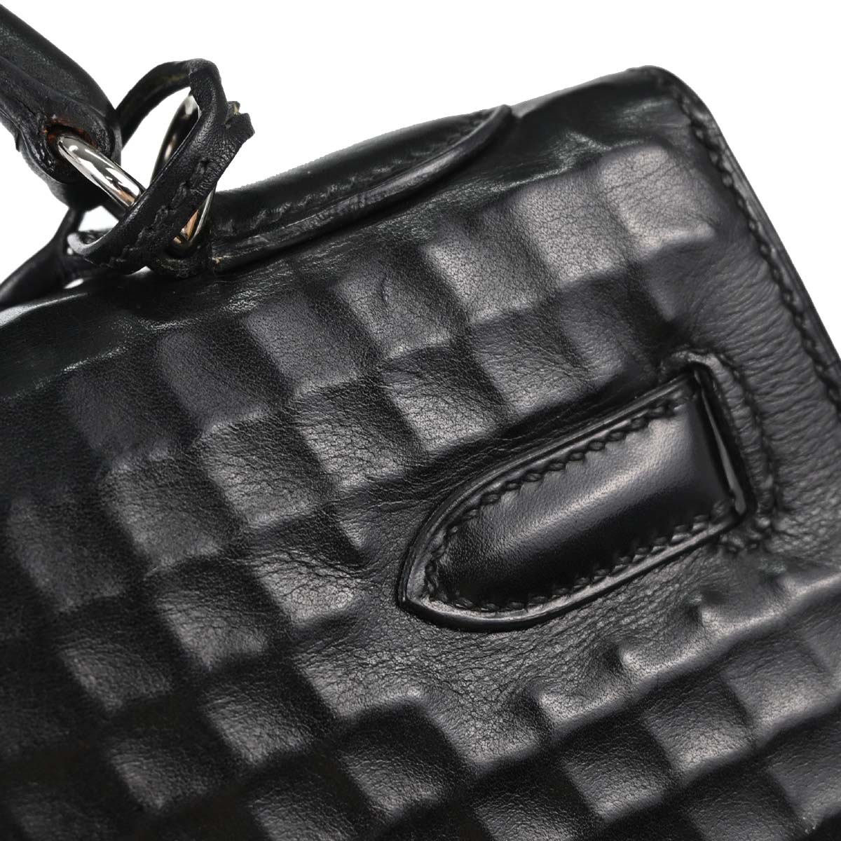 Hermes Black Deutch Waffle Kelly 32 Sellier 2way Shoulder Handbag