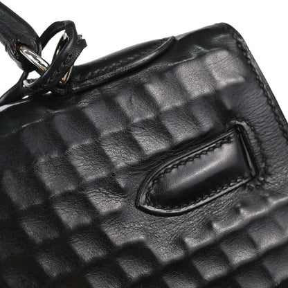 Hermes Black Deutch Waffle Kelly 32 Sellier 2way Shoulder Handbag